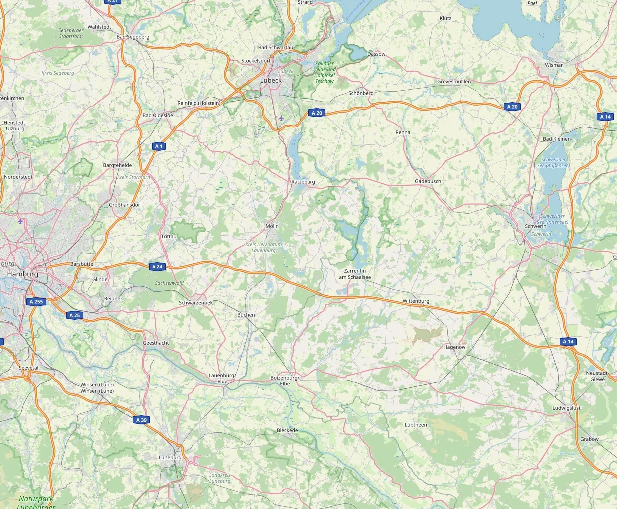 Investitionsgebiet Hamburg, Lüneburg und Schwerin